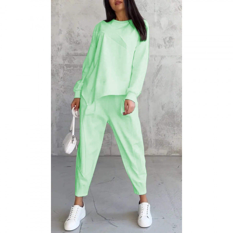 💕Conjunto de sudadera de manga larga con bajo irregular y pantalones para mujer Martina Soler