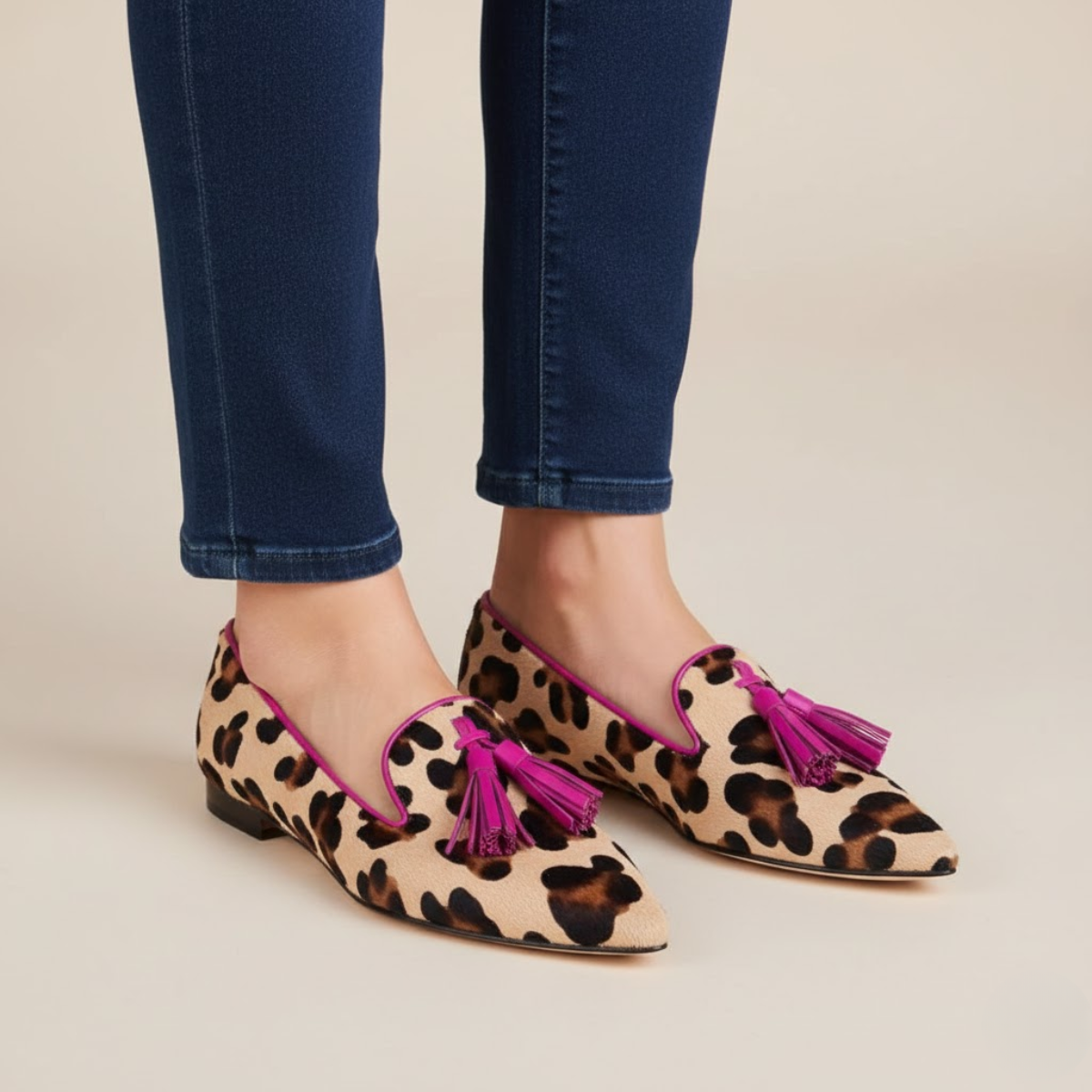 Ženske mokasine s ružičastim leopard printom Karolina Prague