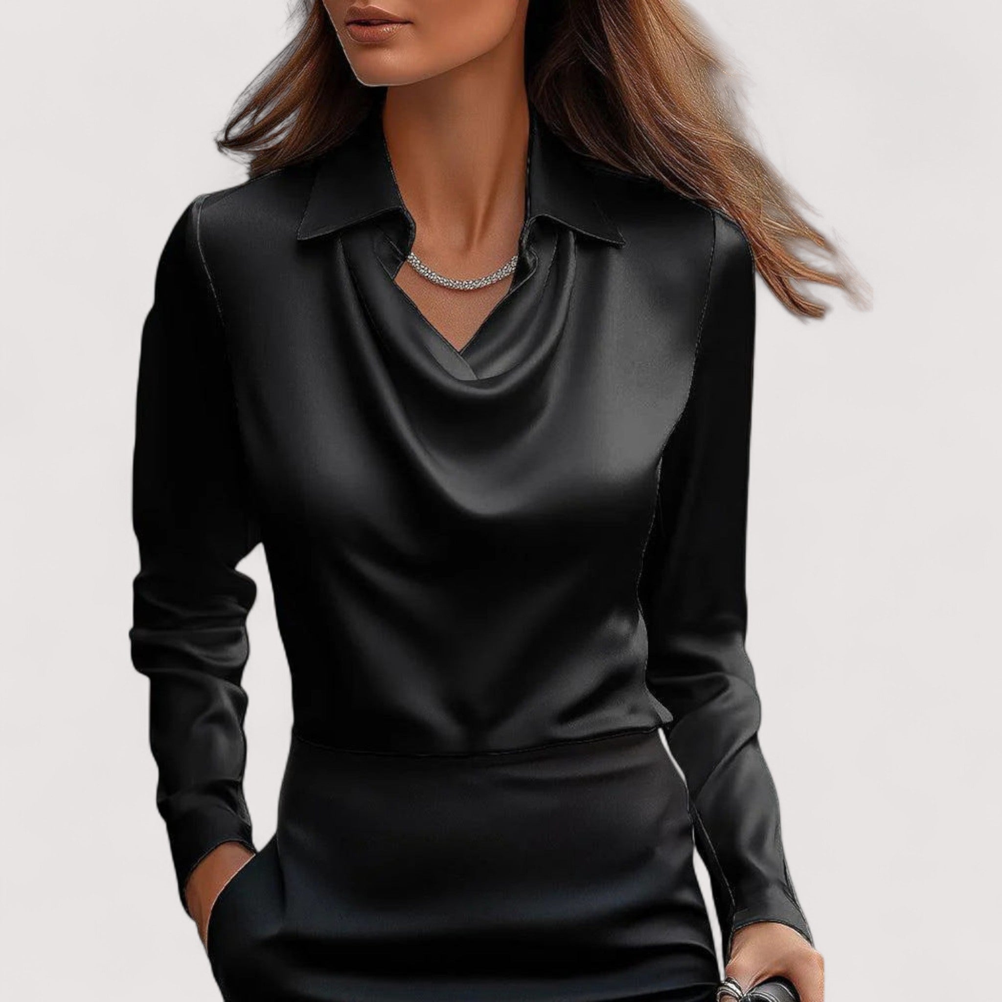 Charlotte – Elegantna Satenska Bluza s V-Izrezom Karolina Prague