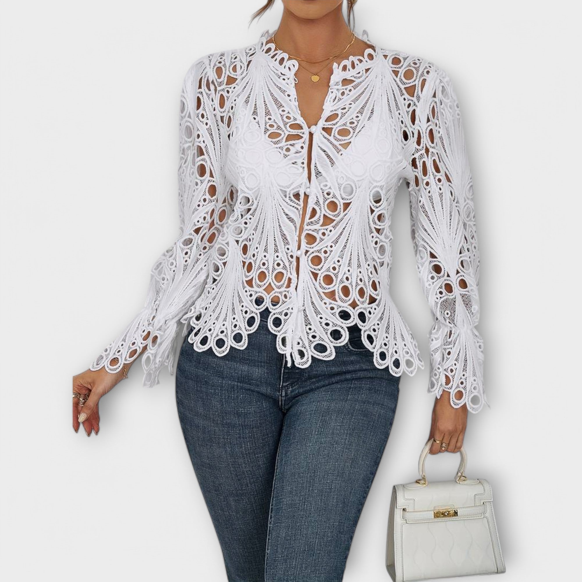 Malina – Elegantna Čipkasta Bluza Karolina Prague