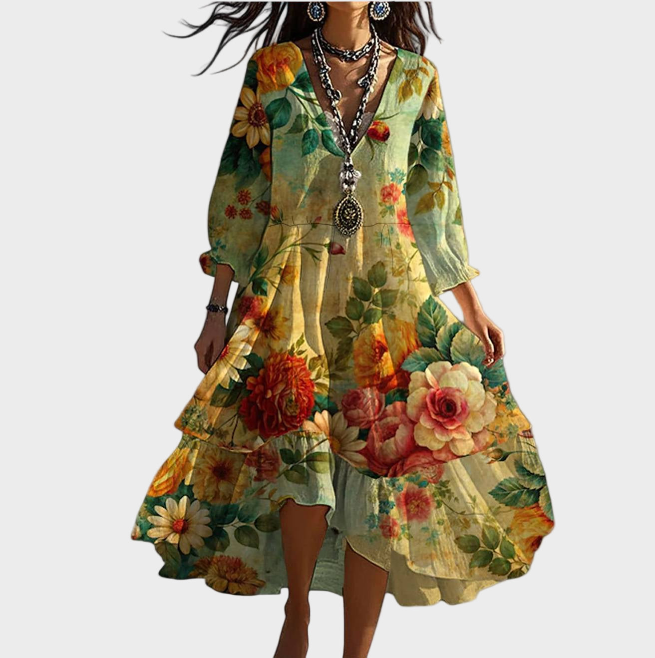 Marina – Elegantna Boho Haljina s Cvjetnim Uzorkom Karolina Prague