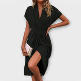 Serena – Elegantna i udobna midi wrap haljina Karolina Prague
