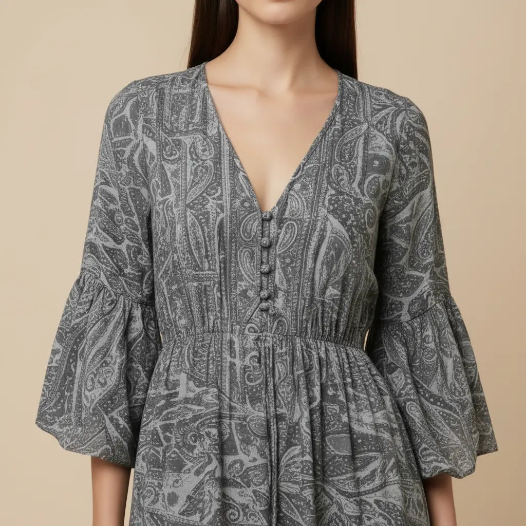 Radoslava – Elegantní boho šaty se vzorem Karolina Prague