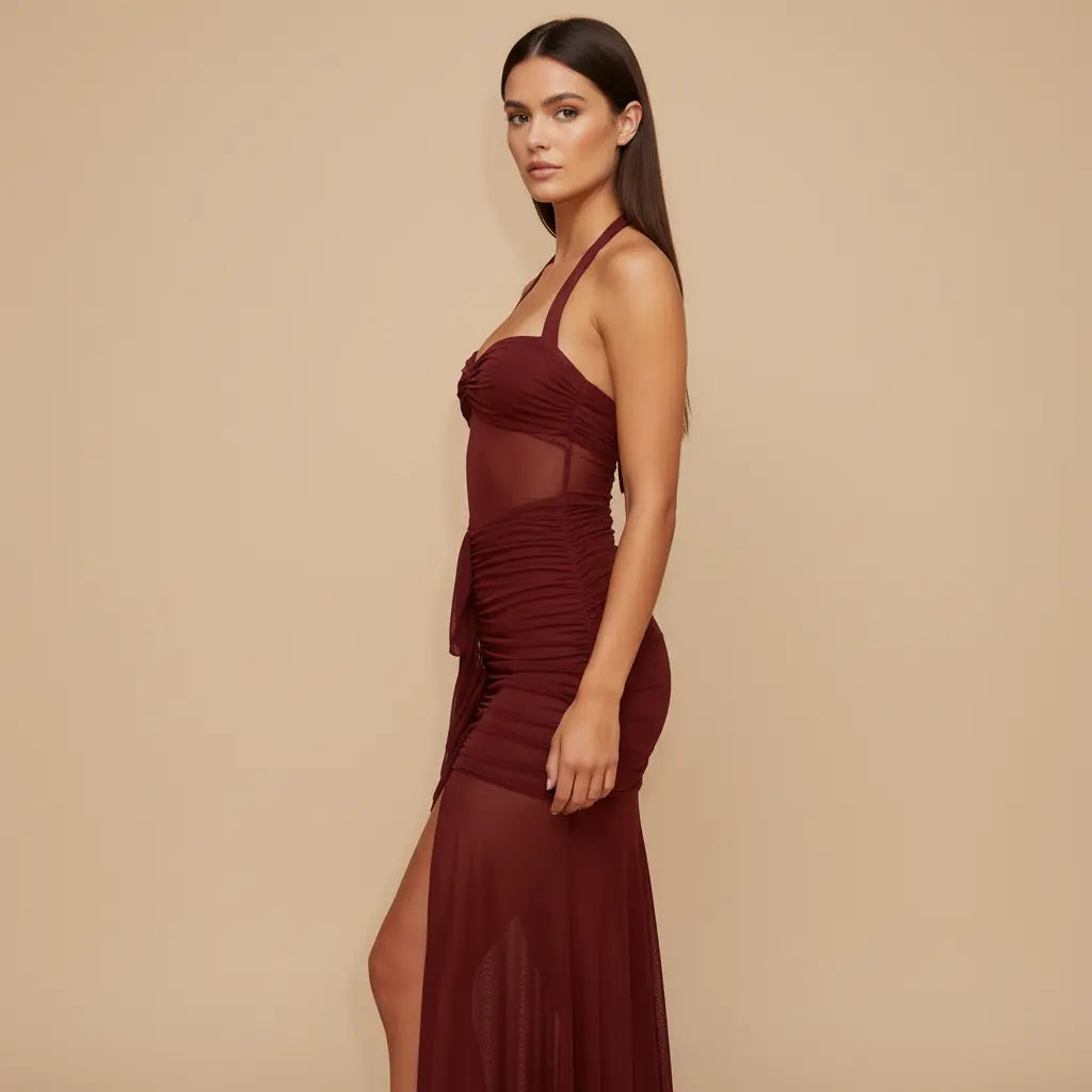 Blanka – Elegantní dlouhé šaty v sytě červené Karolina Prague
