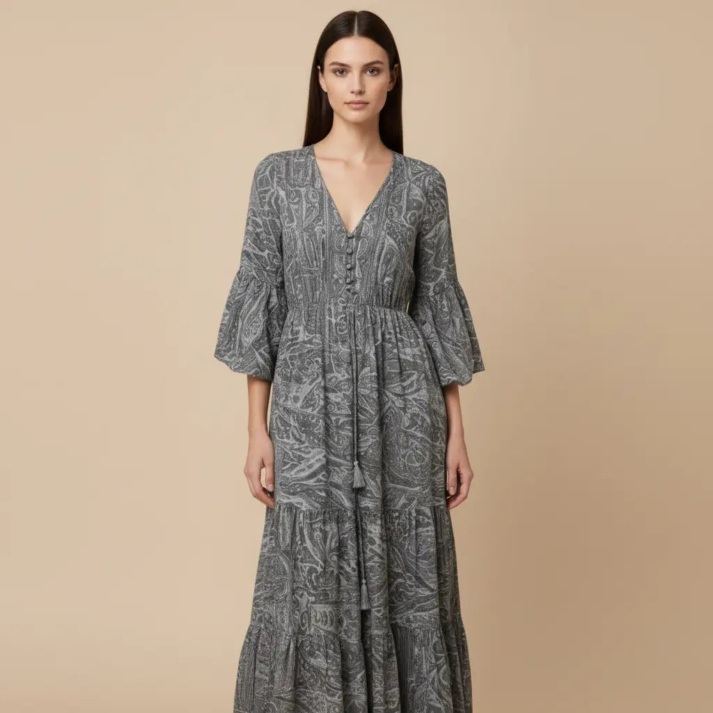 Radoslava – Elegantní boho šaty se vzorem Karolina Prague