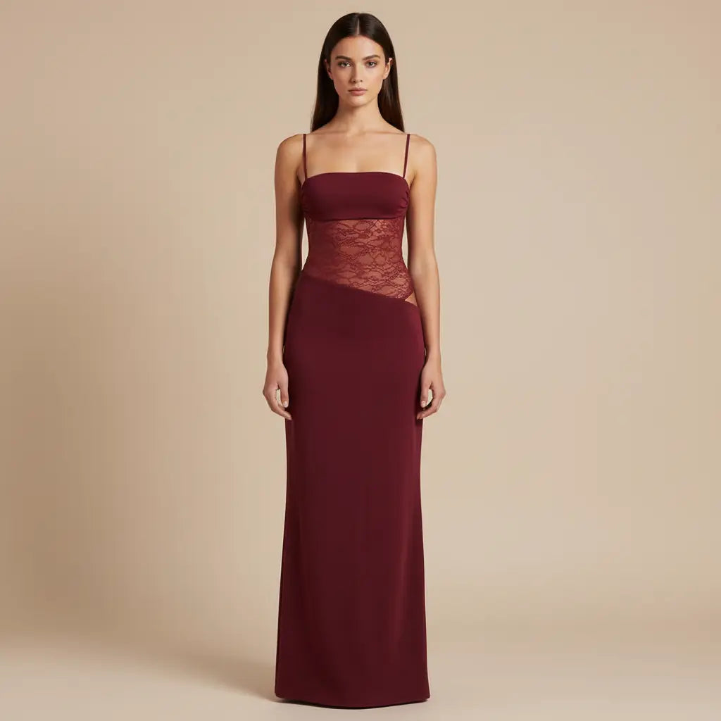 Zdislava – Elegantní vínové krajkové šaty Karolina Prague