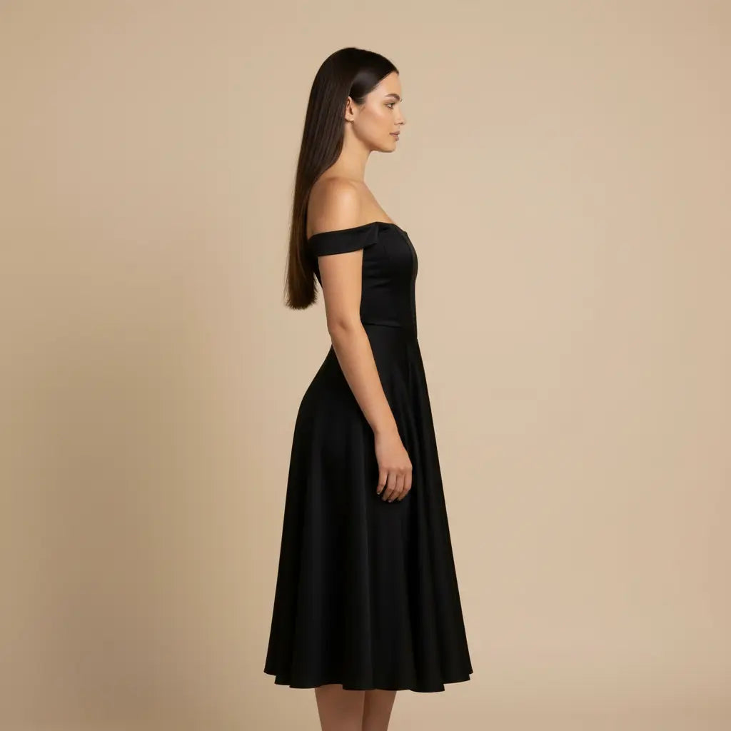 Milena – Elegantní černé šaty s odhalenými rameny Karolina Prague