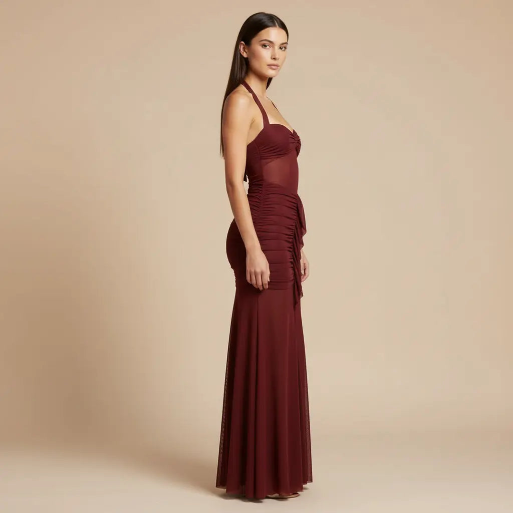 Blanka – Elegantní dlouhé šaty v sytě červené Karolina Prague