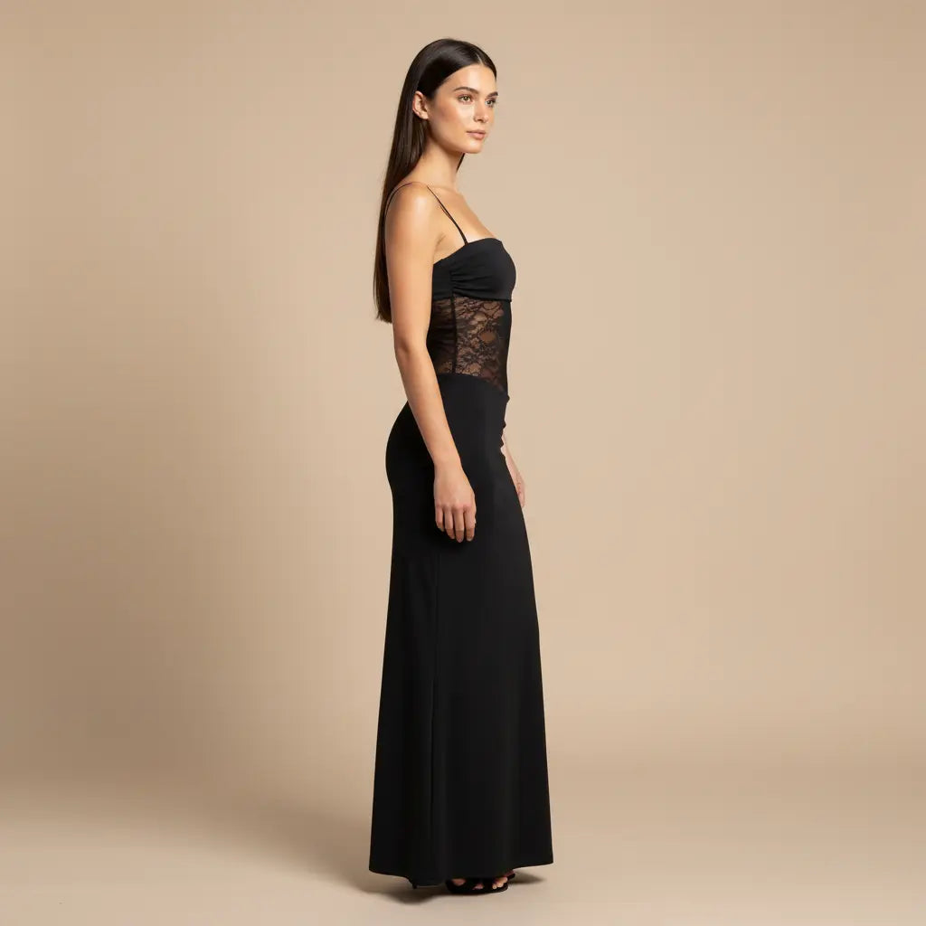 Zdislava – Elegantní černé krajkové večerní šaty Karolina Prague