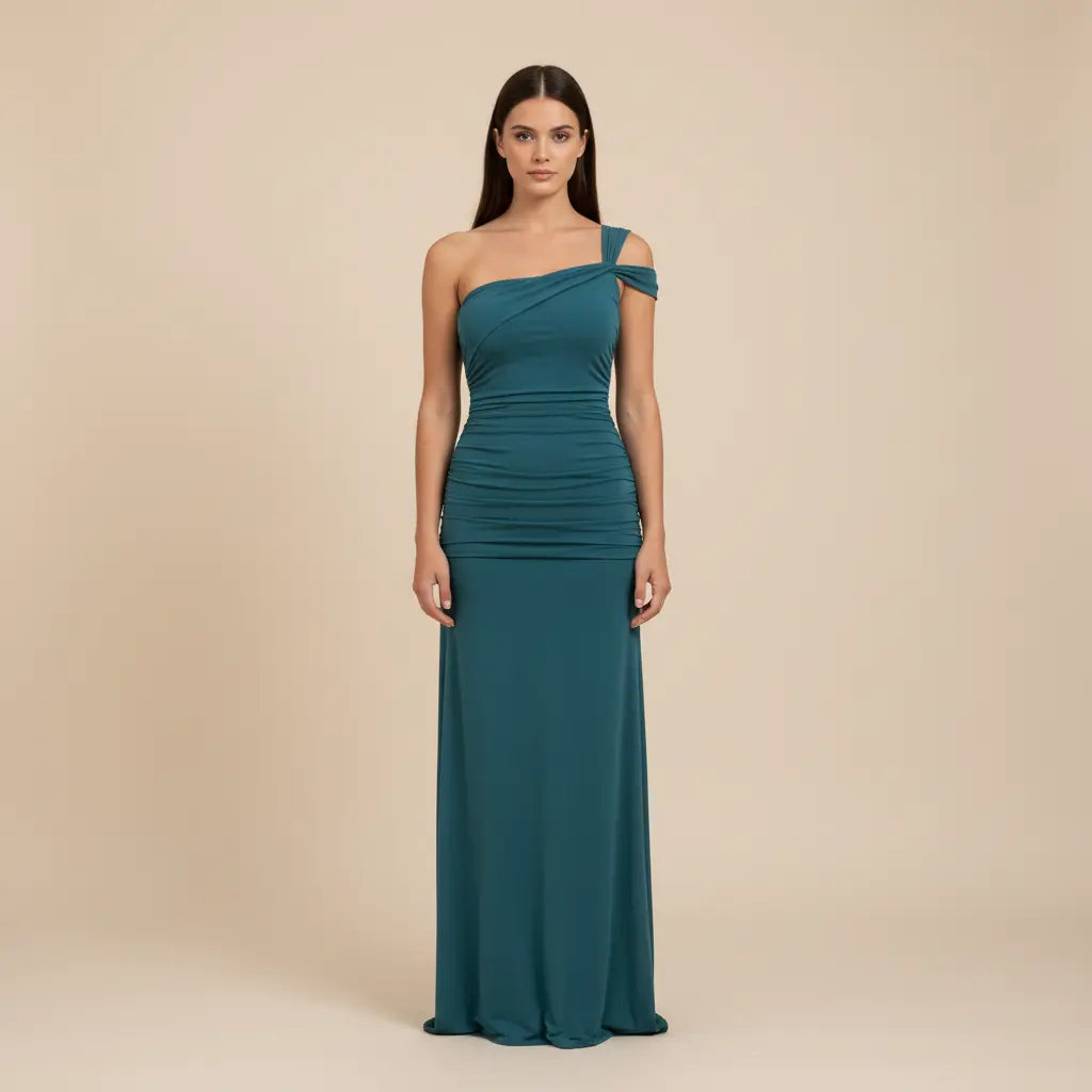 Drahomíra – Elegantní dlouhé šaty ve smaragdově zelené Karolina Prague
