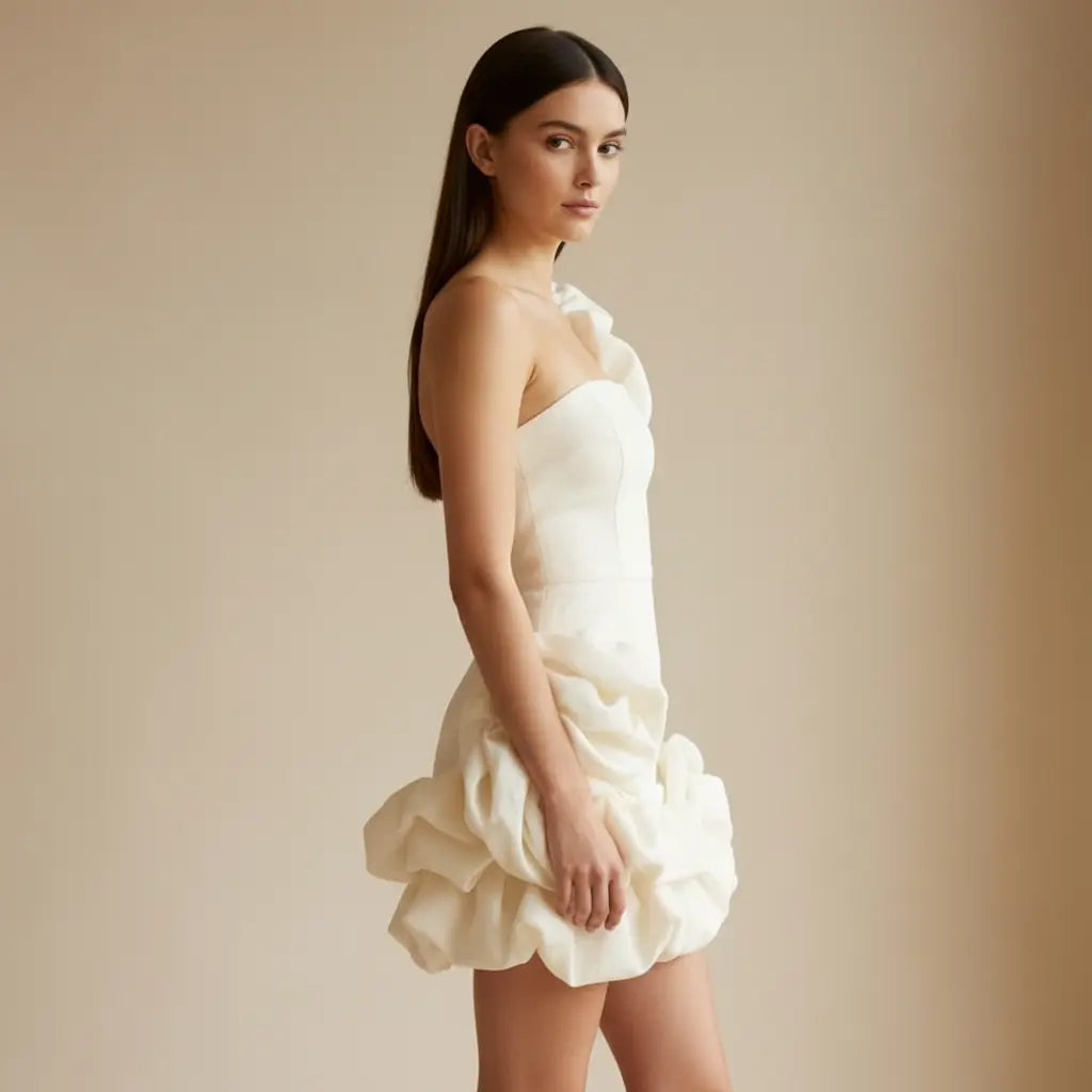 Petra – Bílé mini šaty s volány Karolina Prague