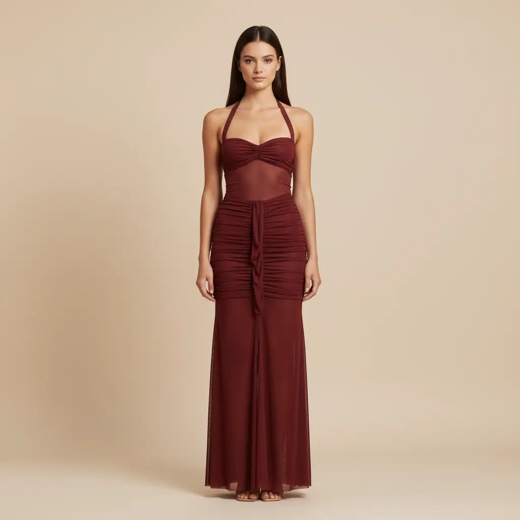 Blanka – Elegantní dlouhé šaty v sytě červené Karolina Prague