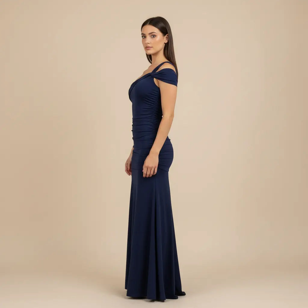 Drahomíra – Elegantní dlouhé šaty v tmavě modré Karolina Prague