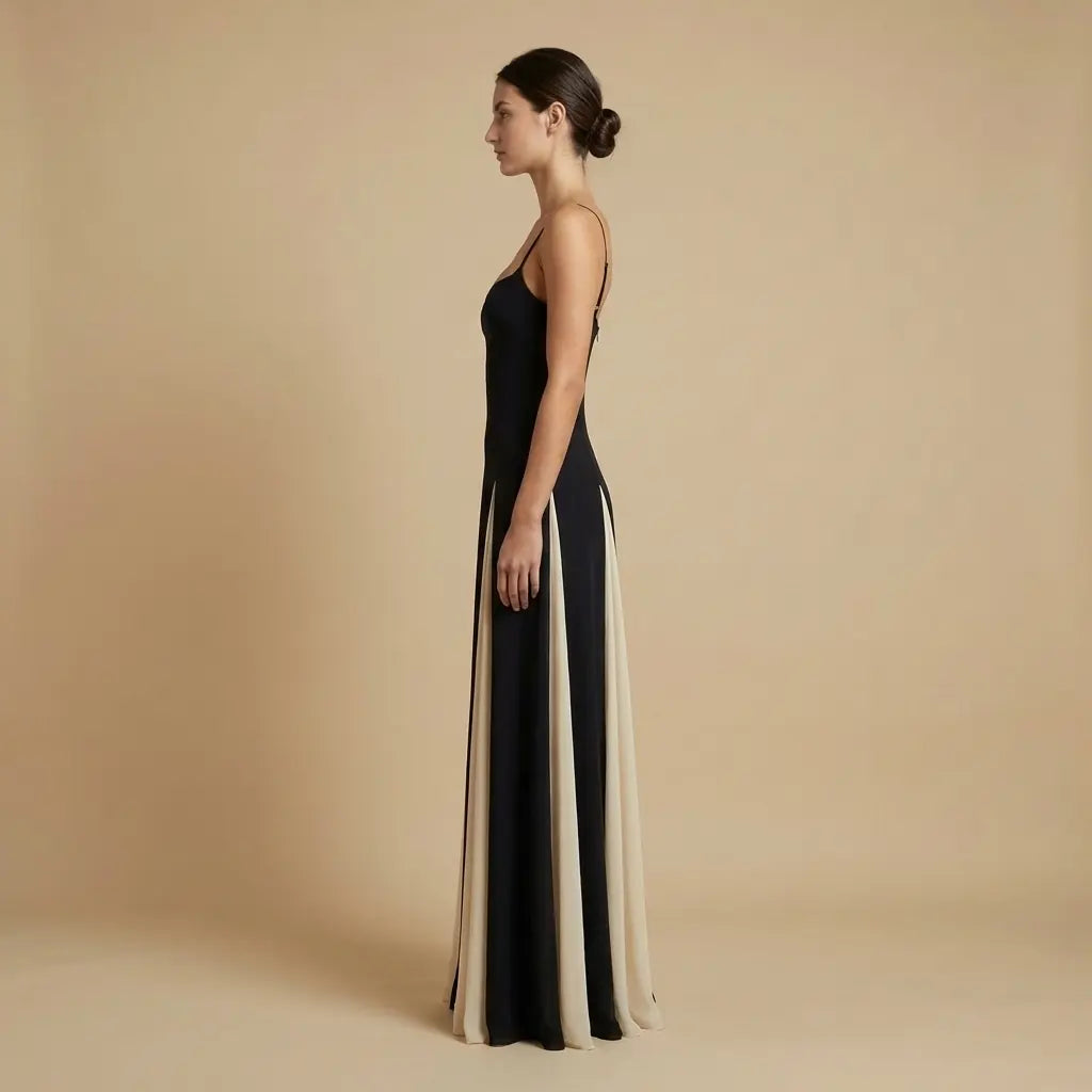 Lenka – Elegantní dvoubarevné šaty v černé a krémové Karolina Prague