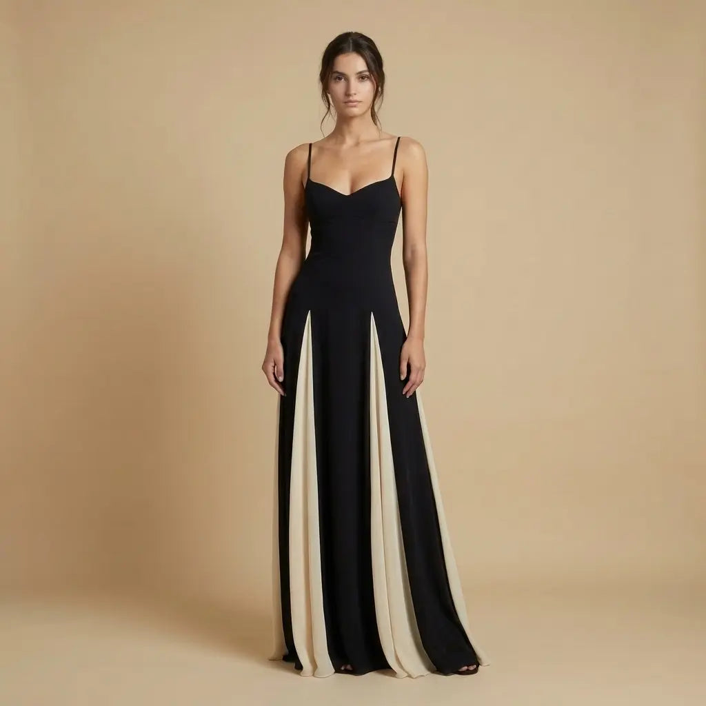 Lenka – Elegantní dvoubarevné šaty v černé a krémové Karolina Prague