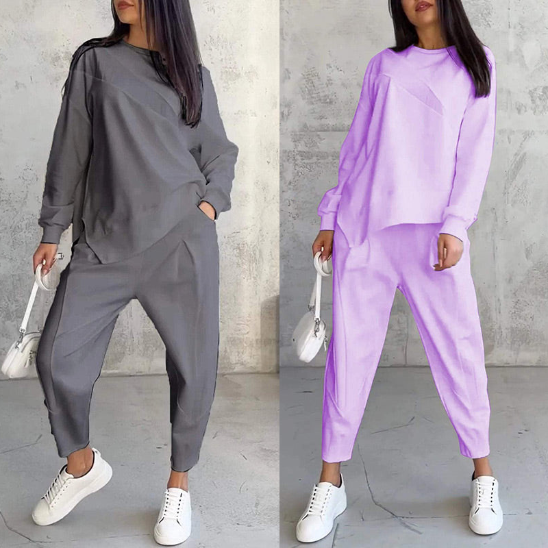 💕Conjunto de sudadera de manga larga con bajo irregular y pantalones para mujer Martina Soler