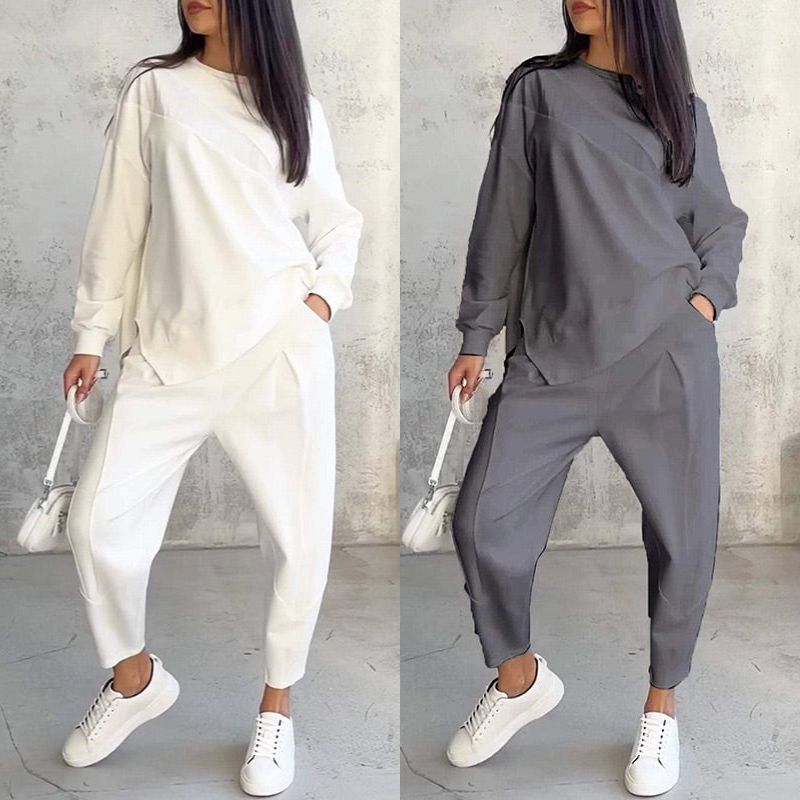 💕Conjunto de sudadera de manga larga con bajo irregular y pantalones para mujer Martina Soler