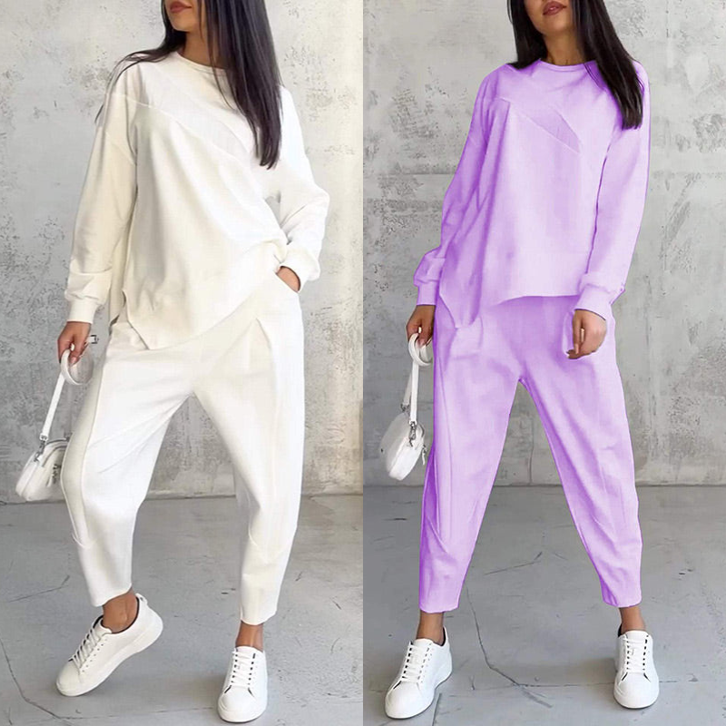 💕Conjunto de sudadera de manga larga con bajo irregular y pantalones para mujer Martina Soler