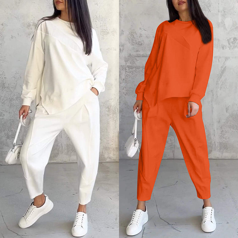 💕Conjunto de sudadera de manga larga con bajo irregular y pantalones para mujer Martina Soler