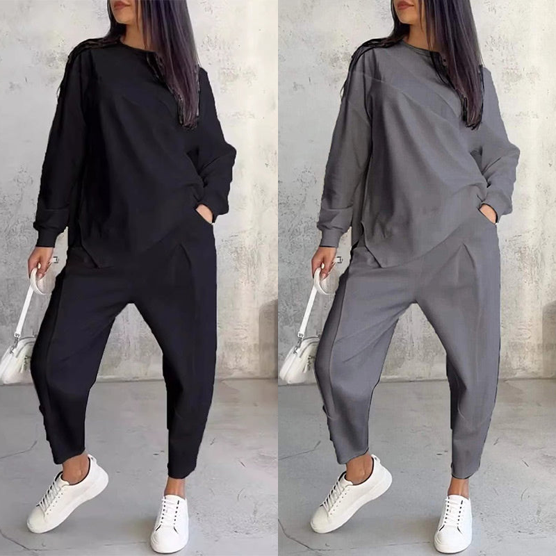 💕Conjunto de sudadera de manga larga con bajo irregular y pantalones para mujer Martina Soler