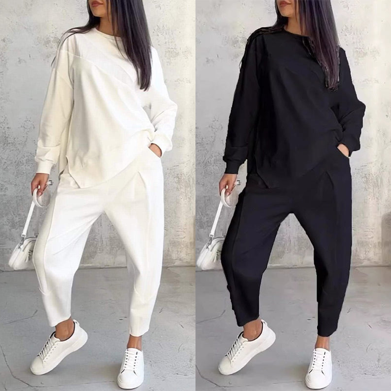 💕Conjunto de sudadera de manga larga con bajo irregular y pantalones para mujer Martina Soler