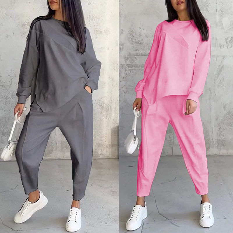💕Conjunto de sudadera de manga larga con bajo irregular y pantalones para mujer Martina Soler