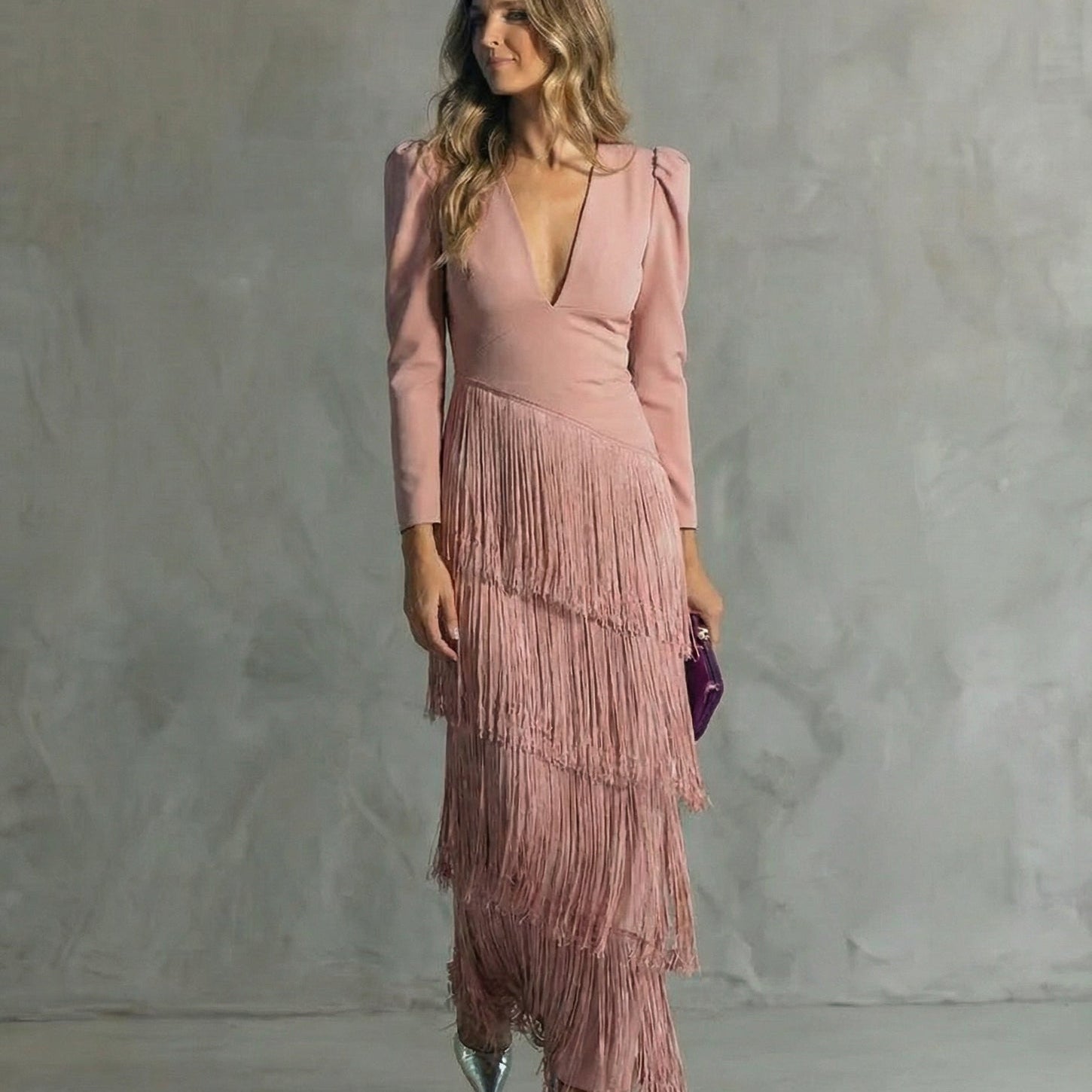 Emilia – Elegantní šaty s třásňovými rukávy Karolina Prague