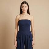 Simona – Elegantní strapless overal v tmavě modré barvě Karolina Prague