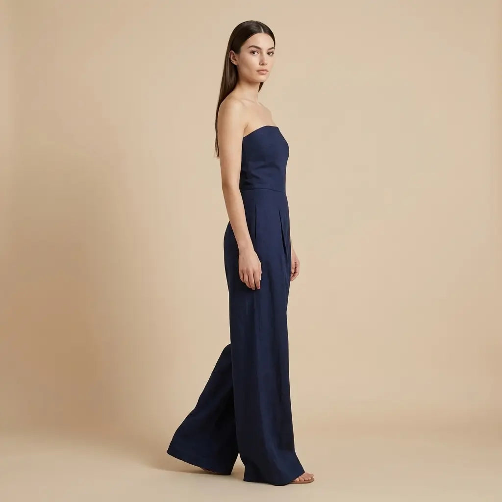 Simona – Elegantní strapless overal v tmavě modré barvě Karolina Prague