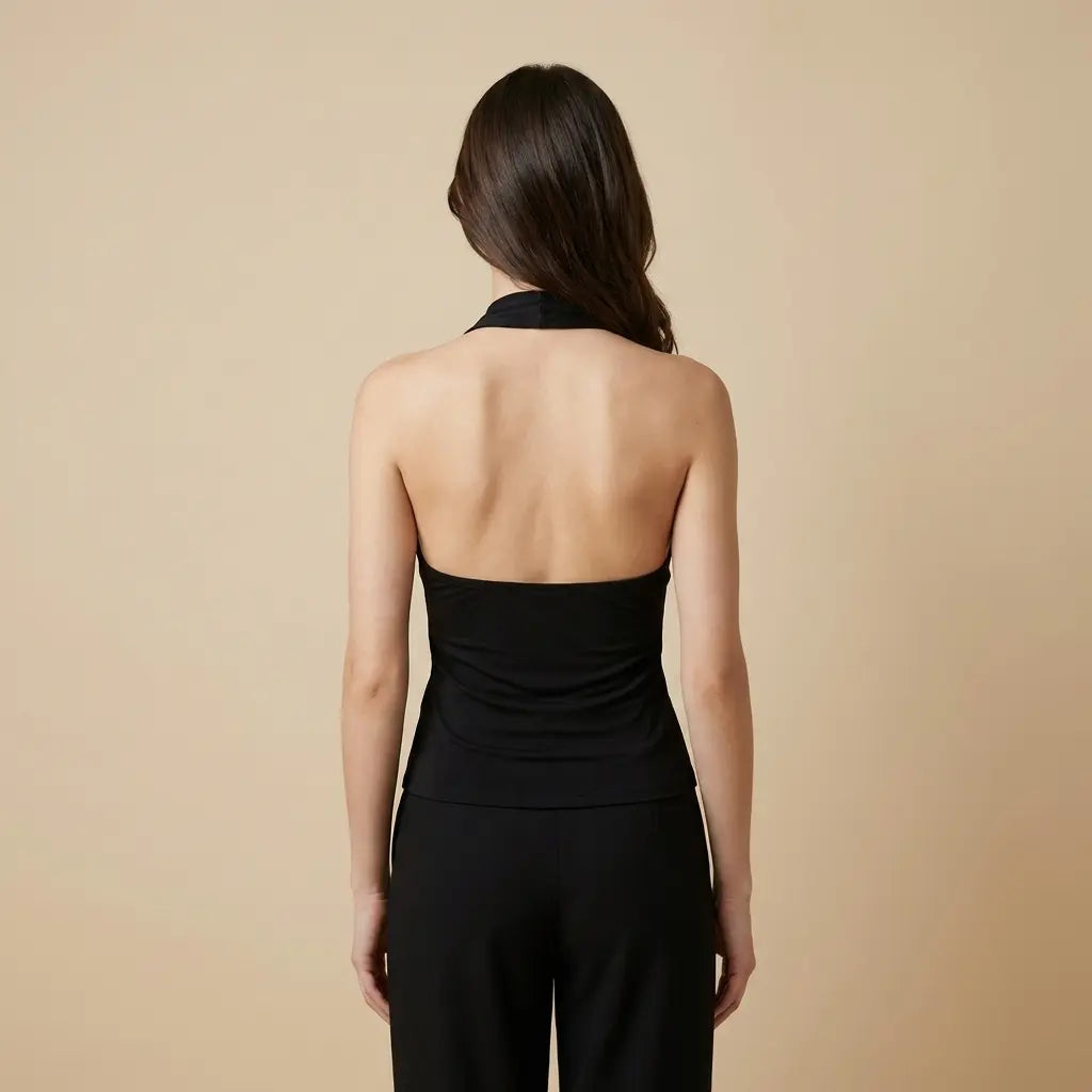 Radka – Elegantní halter top v černé barvě Karolina Prague