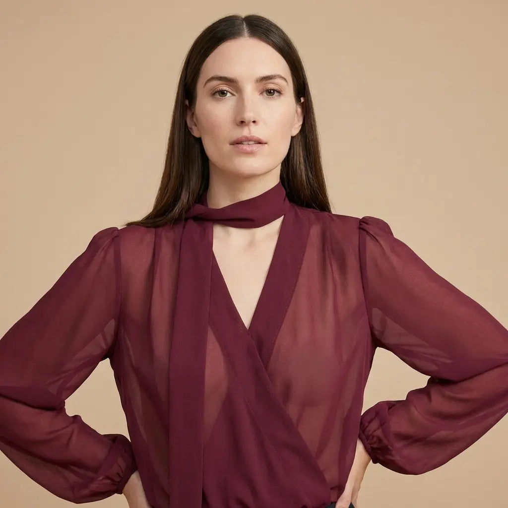 Electra – Elegantní vínový top s průhledností Karolina Prague