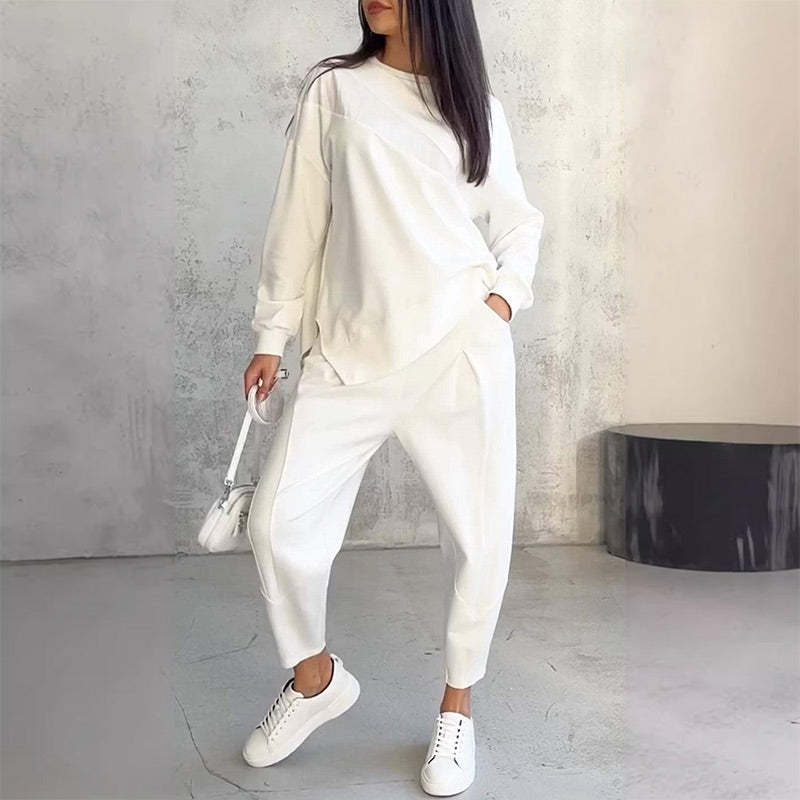 💕Conjunto de sudadera de manga larga con bajo irregular y pantalones para mujer Martina Soler