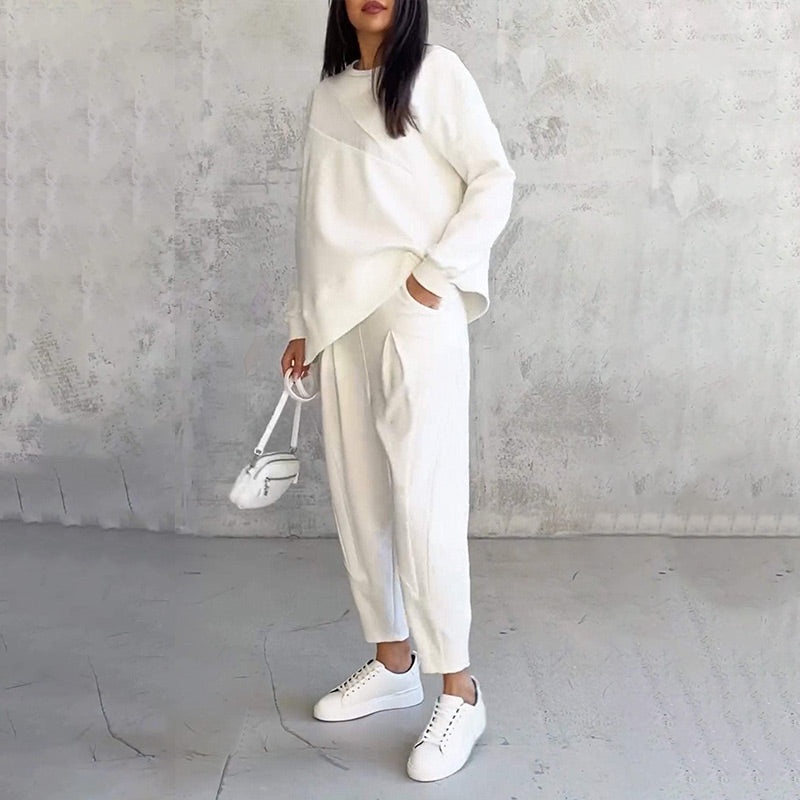 💕Conjunto de sudadera de manga larga con bajo irregular y pantalones para mujer Martina Soler