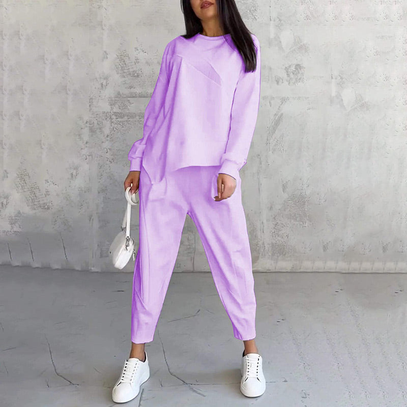💕Conjunto de sudadera de manga larga con bajo irregular y pantalones para mujer Martina Soler