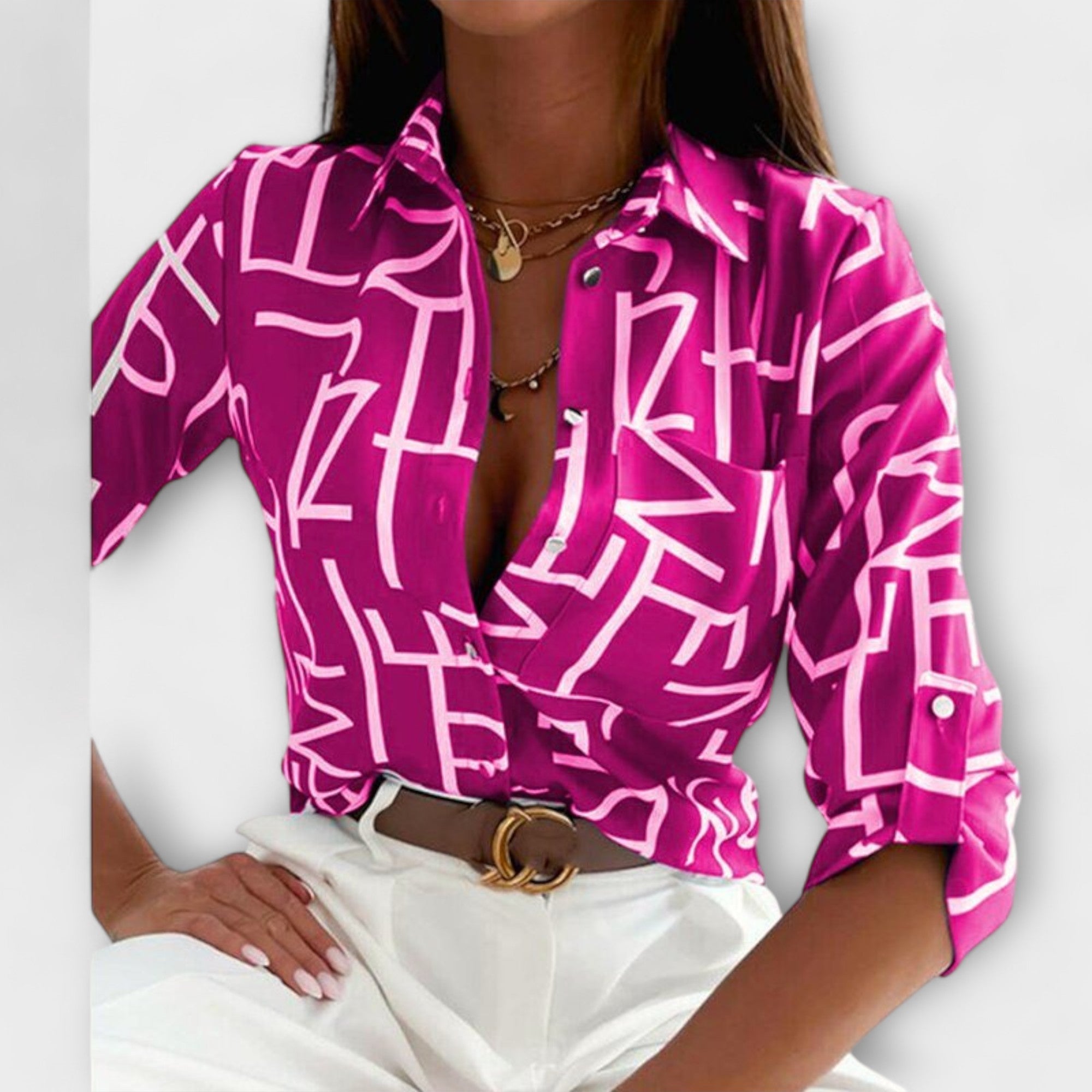 Ljubomira – Sofisticirana Geometrijska Bluza Karolina Prague