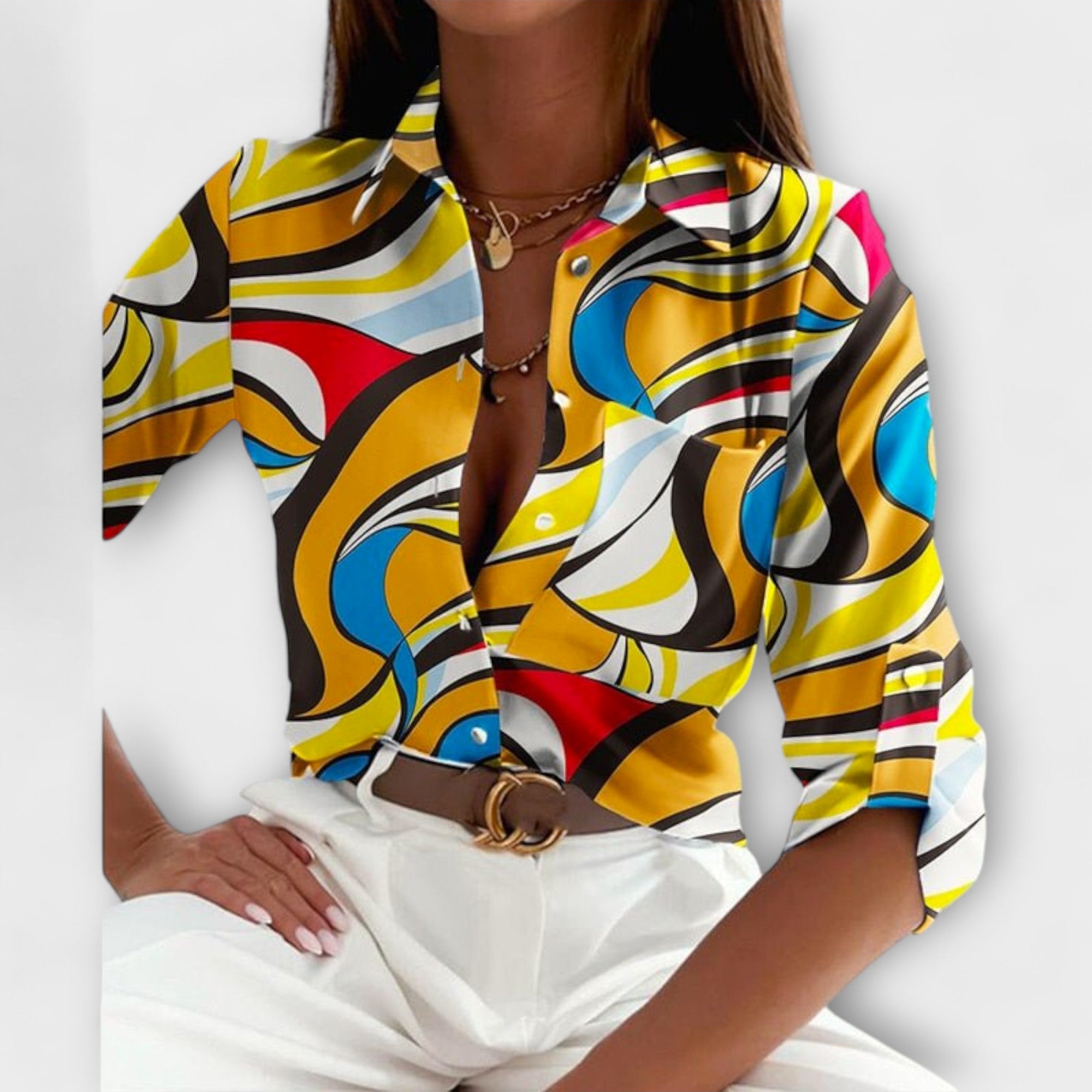 Camila – Sofisticirana Geometrijska Bluza Karolina Prague