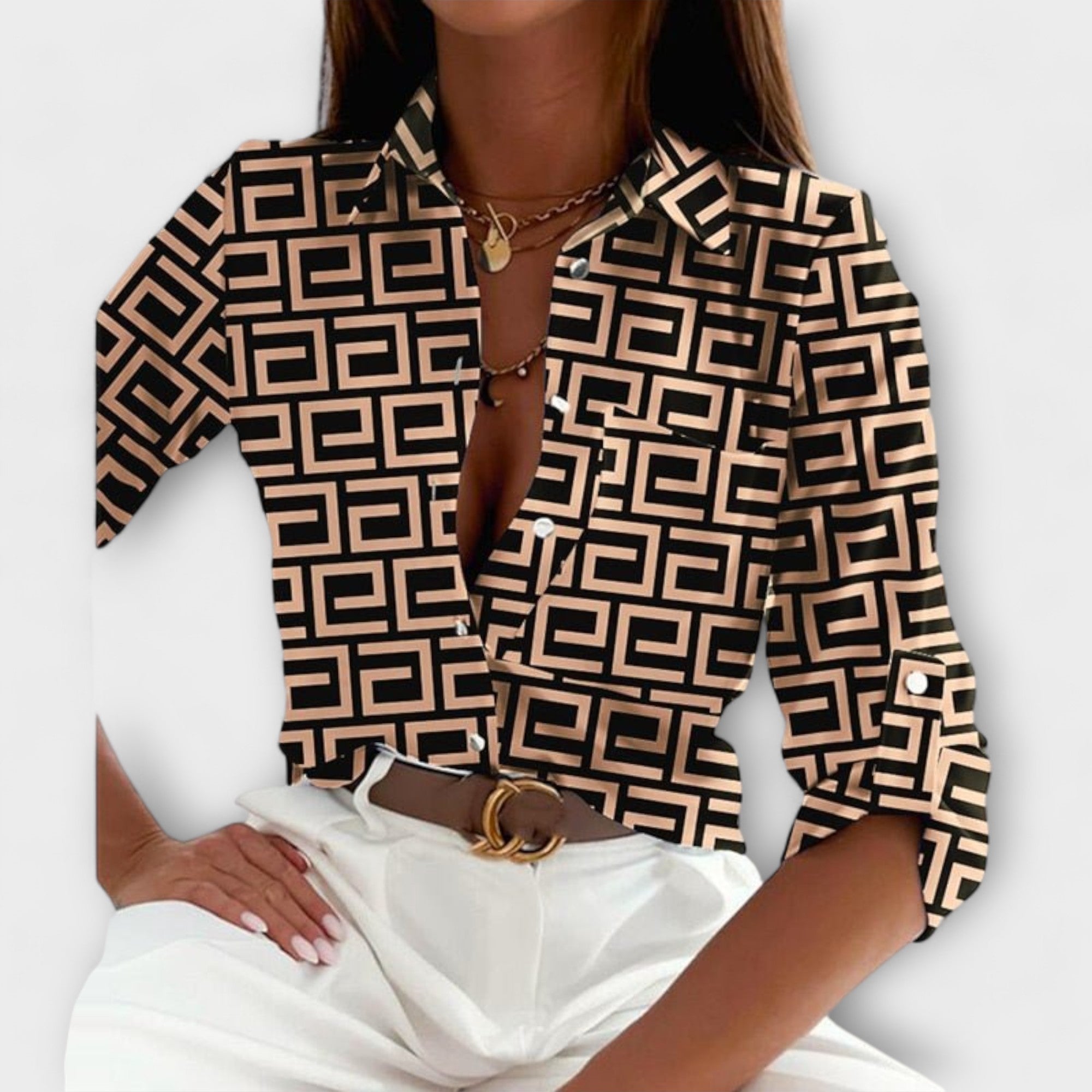 Ljubomira – Sofisticirana Geometrijska Bluza Karolina Prague